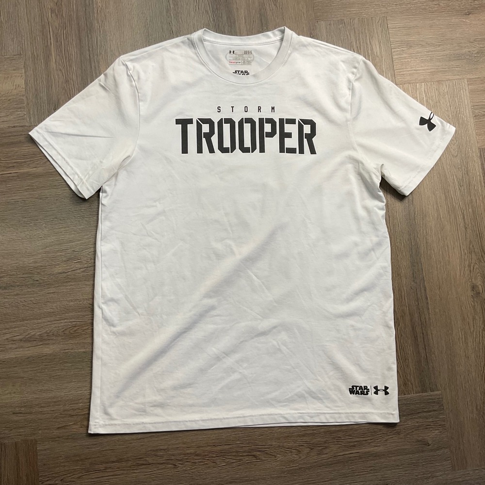 Under Armour Star Wars Stormtrooper Tee T-Shirt Mens Large White Black HeatGear